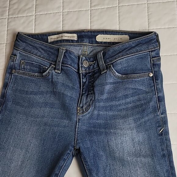 Anthropologie Pilcro Letterpress Script Jeans 25 stretch denim color block - Picture 3 of 10